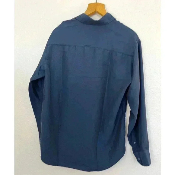 Bugatchi Uomo Men's Button Up Long Sleeve Dress Shirt Dark Blue Collared Medium - Picture 7 of 10